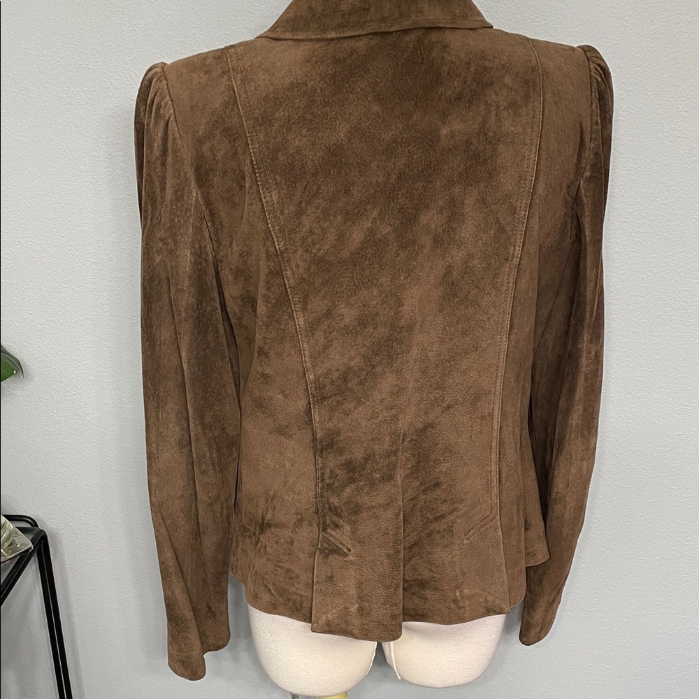 Atl Studio 4 Button Collared Suede Jacket Size 10 - image 3
